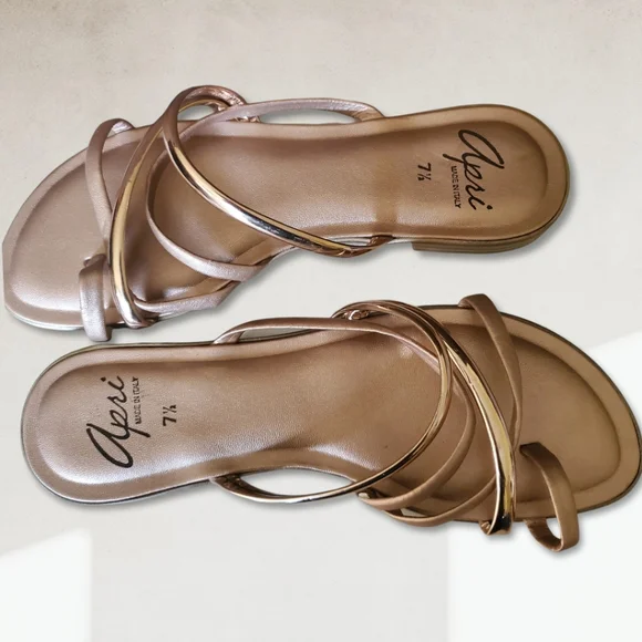 Apri Italian Matte and Shine Strappy Sandals Size 7 1/2 - Picture 3 of 9